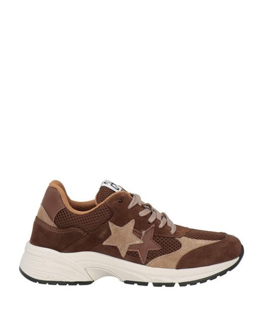 2 Star Brown Sneakers Leather, Textile Fibers