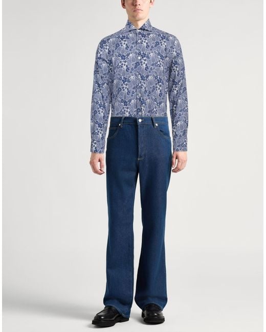 Fedeli Blue Shirt Cotton, Elastane for men