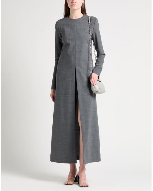 MM6 by Maison Martin Margiela Gray Maxi Dress Polyester, Virgin Wool, Elastane
