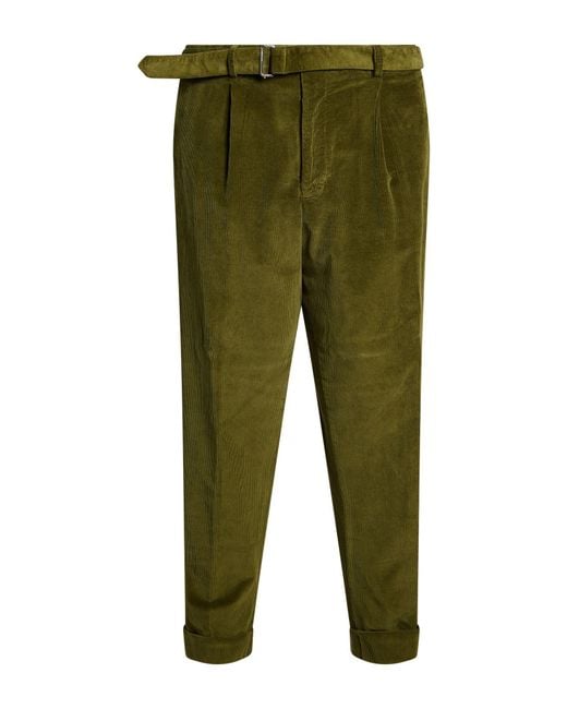 Officine Generale Green Dark Pants Cotton, Modal, Elastane for men
