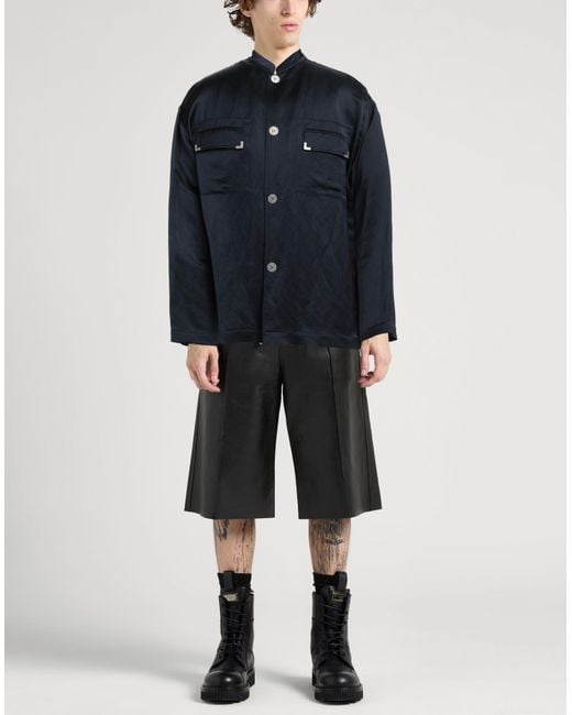 Palm Angels Blue Shirt Linen, Viscose for men