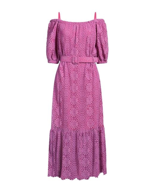 Shirtaporter Purple Midi Dress Cotton, Viscose, Polyamide