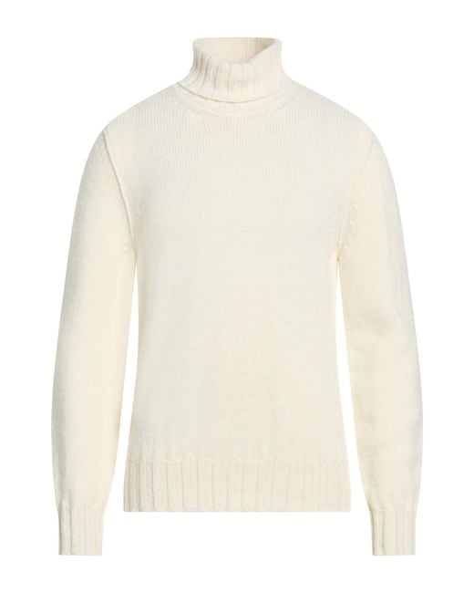Messagerie White Patrizio Piscaglia Ivory Turtleneck Baby Alpaca Wool, Polyamide, Wool for men