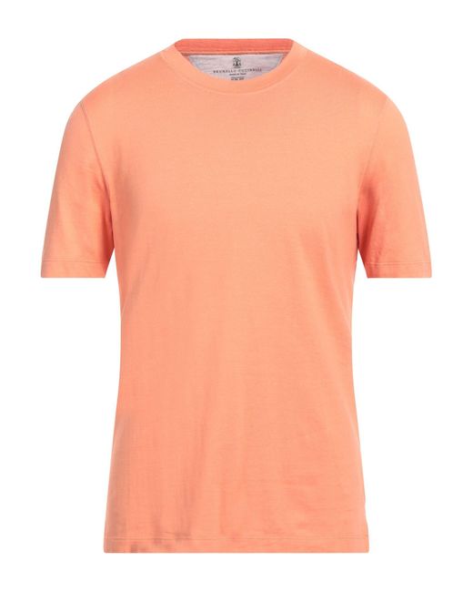 T-shirt di Brunello Cucinelli in Orange da Uomo