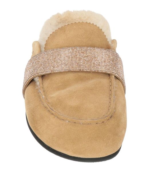 Eleventy White Camel Mules & Clogs Leather