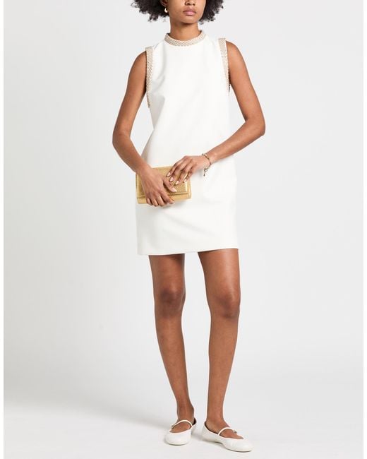 Sandro White Cream Mini Dress Polyester, Elastane