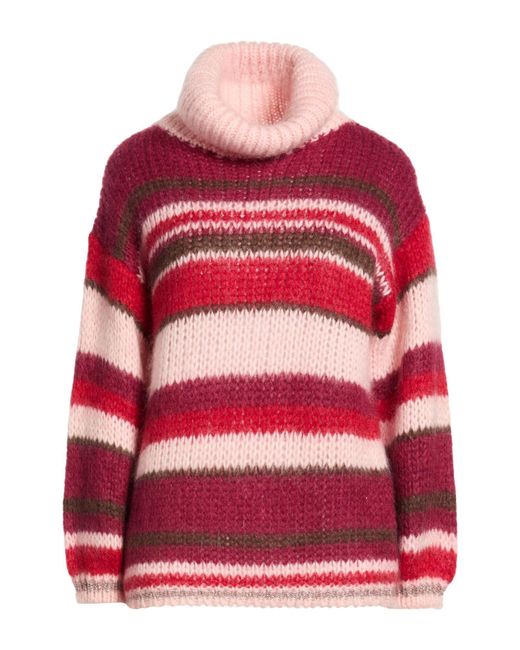 P.A.R.O.S.H. Red Turtleneck Mohair Wool, Polyamide, Wool, Metal Fiber