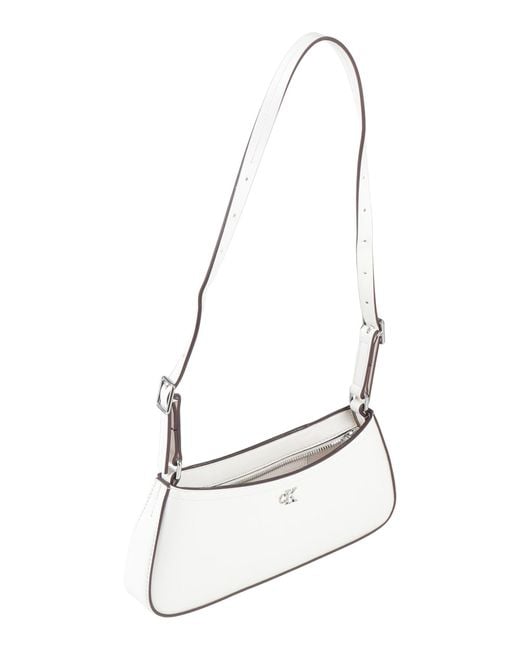 Calvin Klein White Shoulder Bag Recycled Polyester, Polyurethane
