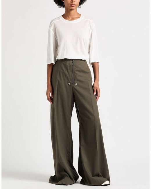 Rick Owens Green Military Pants Cotton, Wool