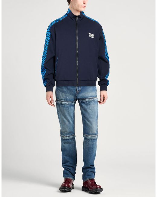 Versace Blue Sweatshirt Polyamide, Elastane, Polyester for men