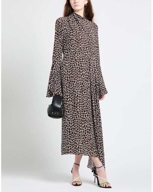 MSGM Brown Maxi Dress Viscose, Polyester