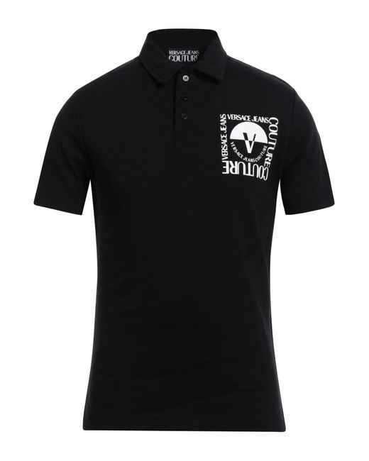 Versace Black Polo Shirt Cotton, Elastane for men