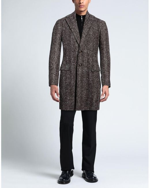 Barba Napoli Gray Dark Coat Polyamide, Wool, Polyester for men