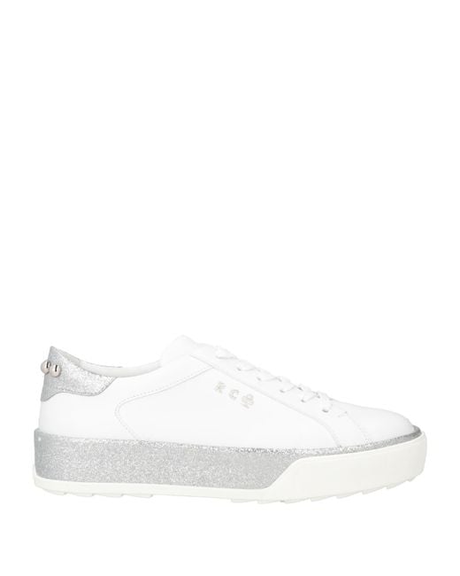 Hogan White Sneakers Leather, Textile Fibers