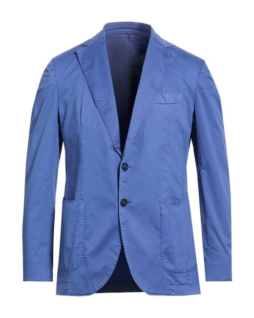 Santaniello Blue Slate Blazer Cotton, Elastane for men