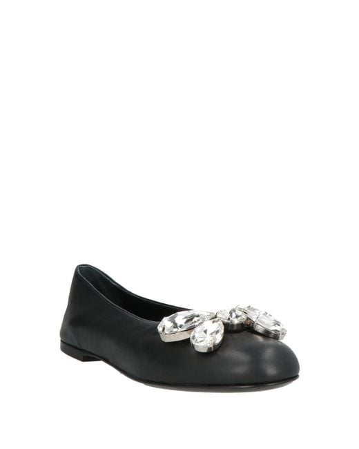 Area Black Ballet Flats Leather