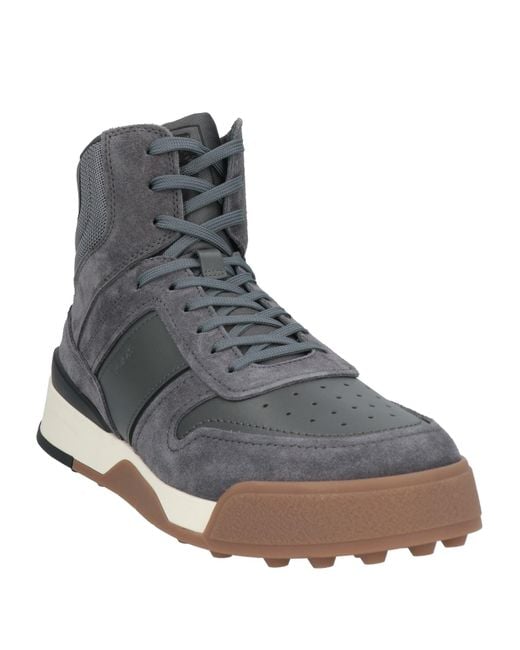 Tod's Gray Sneakers Leather, Textile Fibers for men