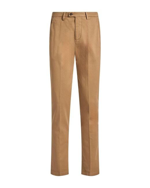 Corneliani Natural Pants Cotton, Elastane for men