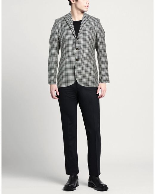 SARTITUDE NAPOLI Gray Midnight Blazer Virgin Wool, Silk, Linen for men