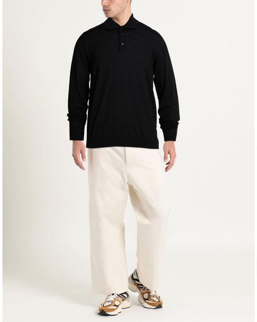 AROVESCIO Black Sweater Merino Wool, Silk for men