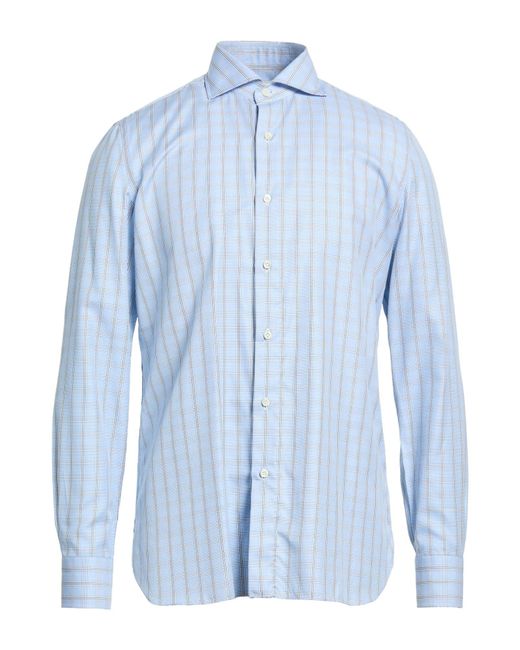Luigi Borrelli Napoli Blue Shirt Cotton for men