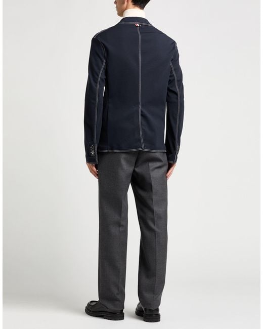 Thom Browne Blue Blazer Wool, Polyamide, Elastane for men