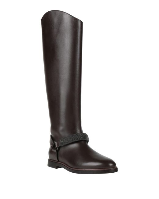 Brunello Cucinelli Black Dark Boot Leather