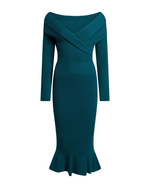 Elisabetta Franchi Green Deep Midi Dress Viscose, Polyamide, Polyester