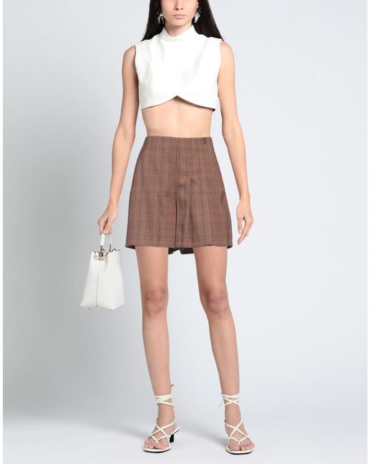 Rebel Queen Brown Rust Shorts & Bermuda Shorts Polyester, Viscose, Elastane