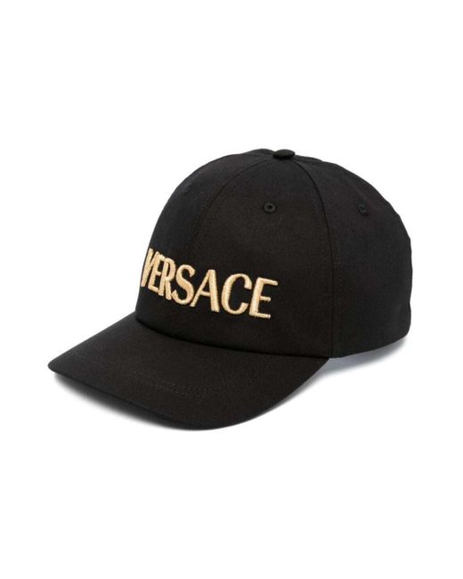 Gorra con logo bordado Versace de hombre de color Black