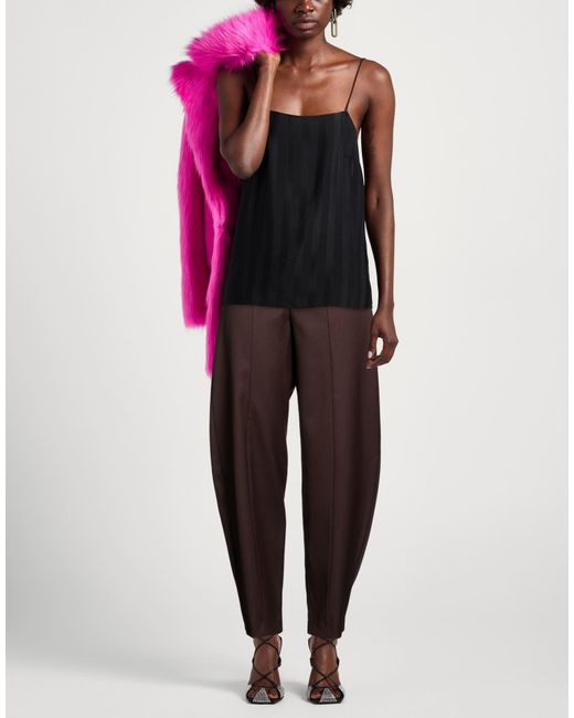 Motel Brown Dark Pants Polyester, Viscose, Elastic Fibres