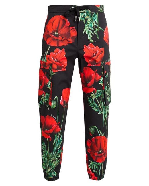 Dolce & Gabbana Red Pants Cotton, Elastane for men
