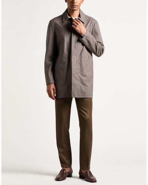 Moorer Brown Taupe Overcoat & Trench Coat Virgin Wool for men