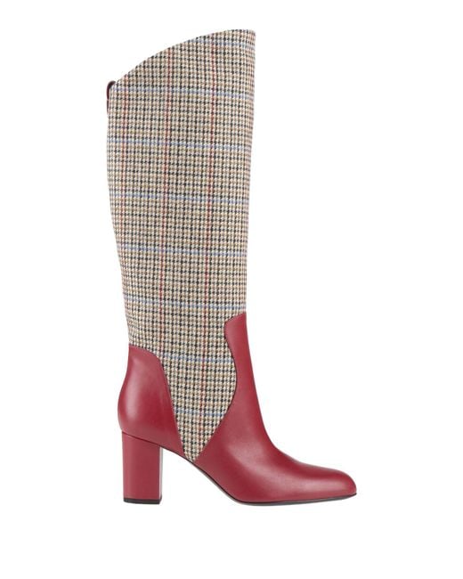 Ines De La Fressange Paris Red Boot Leather, Textile Fibers