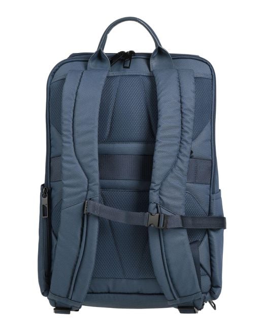 Piquadro Blue Backpack Textile Fibers, Leather for men