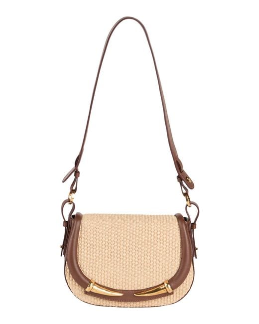 Roberto Cavalli Natural Sand Shoulder Bag Cotton, Polyamide, Leather