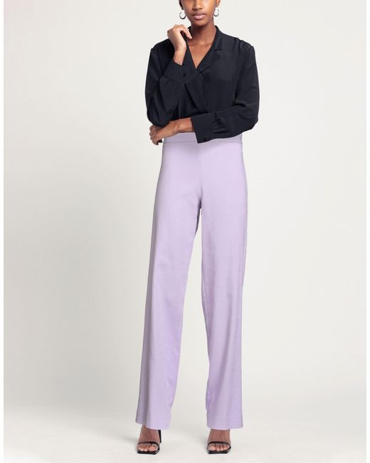 Furore Purple Lilac Pants Viscose, Polyester, Elastane