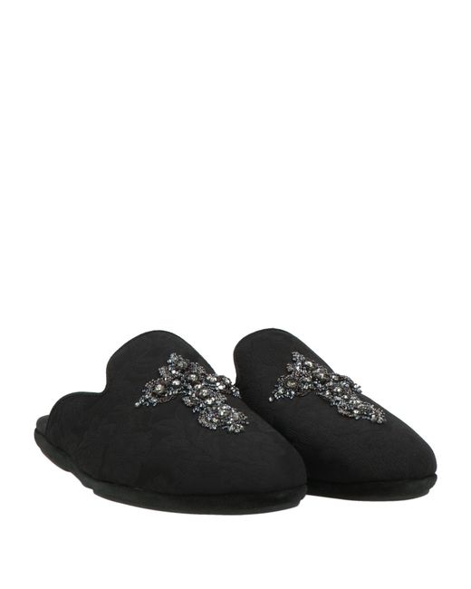 Dolce & Gabbana Black Mules & Clogs Viscose, Cotton, Lambskin for men