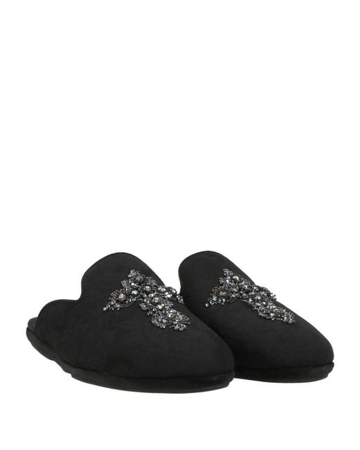 Dolce & Gabbana Black Mules & Clogs Viscose, Cotton, Lambskin for men