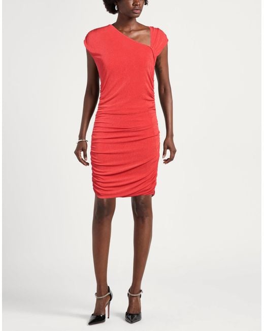 Gaelle Paris Red Midi Dress Polyester, Elastane