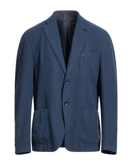Paoloni Blue Midnight Blazer Cotton, Linen for men