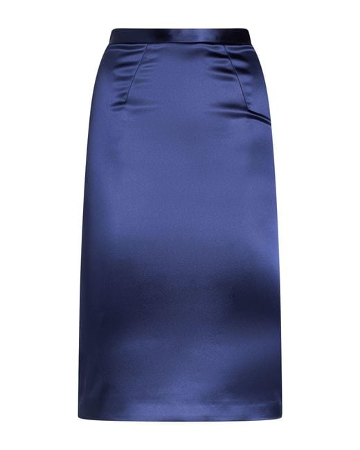 Elisabetta Franchi Blue Midnight Midi Skirt Acetate, Polyamide, Elastane