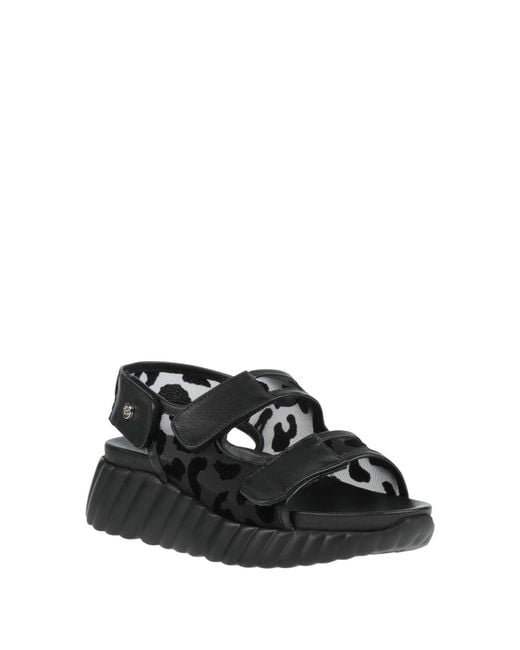Baldinini Black Sandals Leather, Textile Fibers