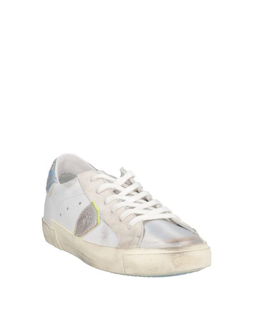 Philippe Model White Sneakers Leather, Textile Fibers
