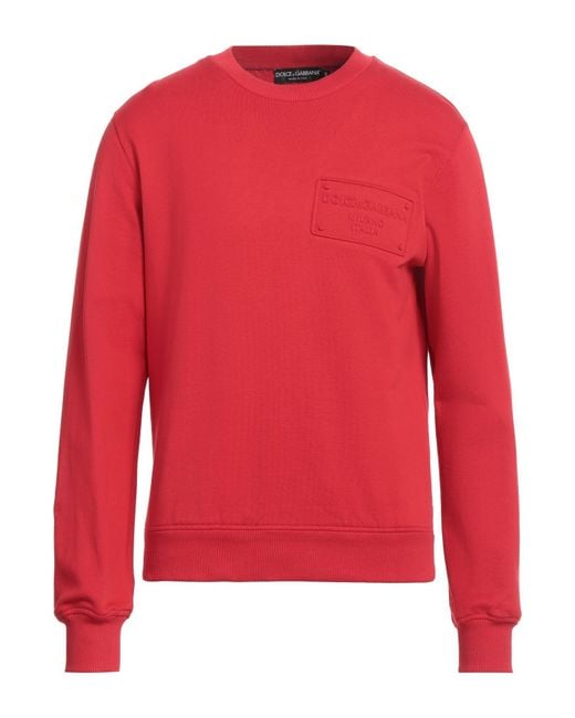 Dolce & Gabbana Red Sweatshirt Cotton, Elastane for men