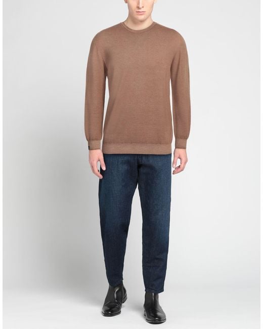 AROVESCIO Brown Tan Sweater Merino Wool for men
