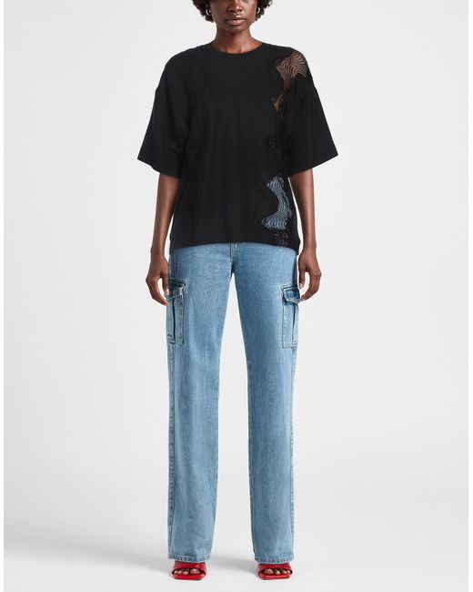 Alpha Studio Black Top Linen, Viscose, Polyester