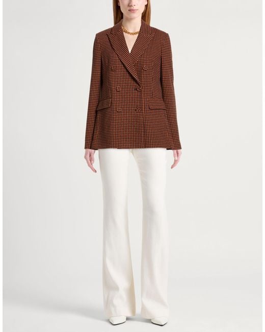 EMMA & GAIA Brown Tan Blazer Polyester, Cotton, Polyamide, Elastane