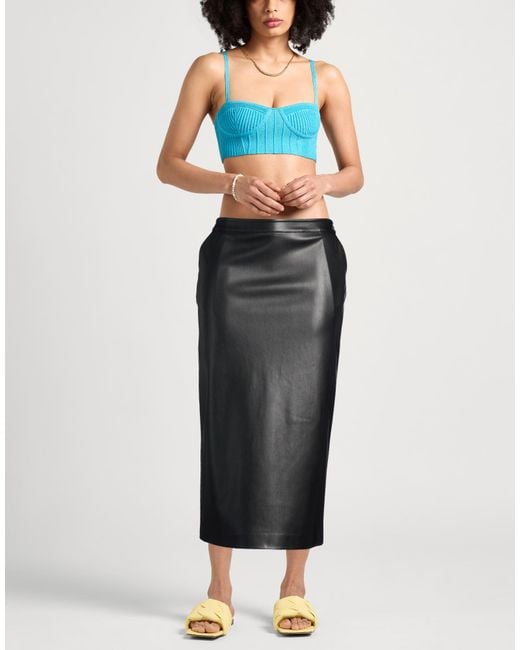 Alpha Studio Black Midi Skirt Polyester, Resin