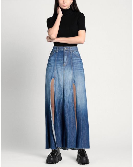 People Blue Denim Skirt Cotton, Lyocell